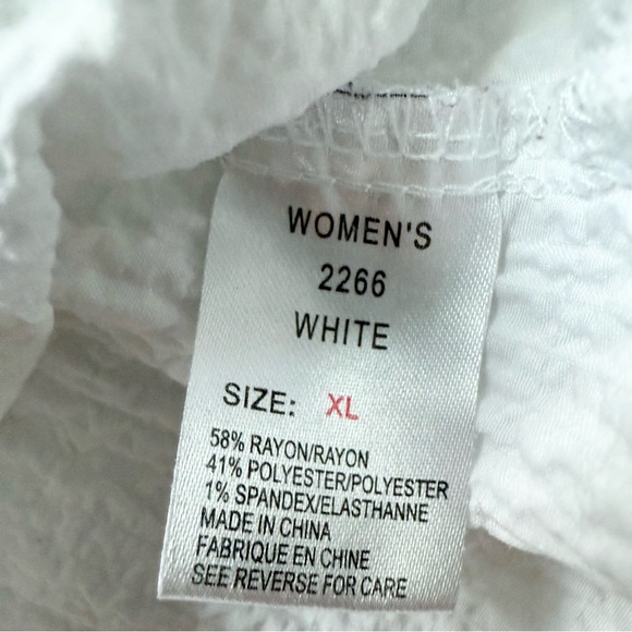 Woolrich 3/4 sleeve white textured blouse size XL -drawstring at elbows - Picture 8 of 10